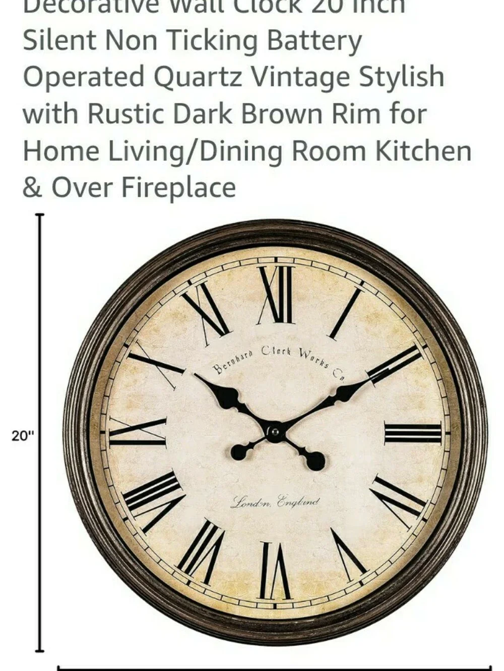 Vintage Rustic Wall Clock - Brown & Cream